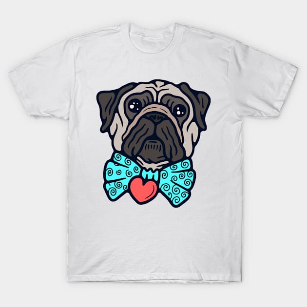 Cute Pug with a Bow Tie T-Shirt by herbivorass